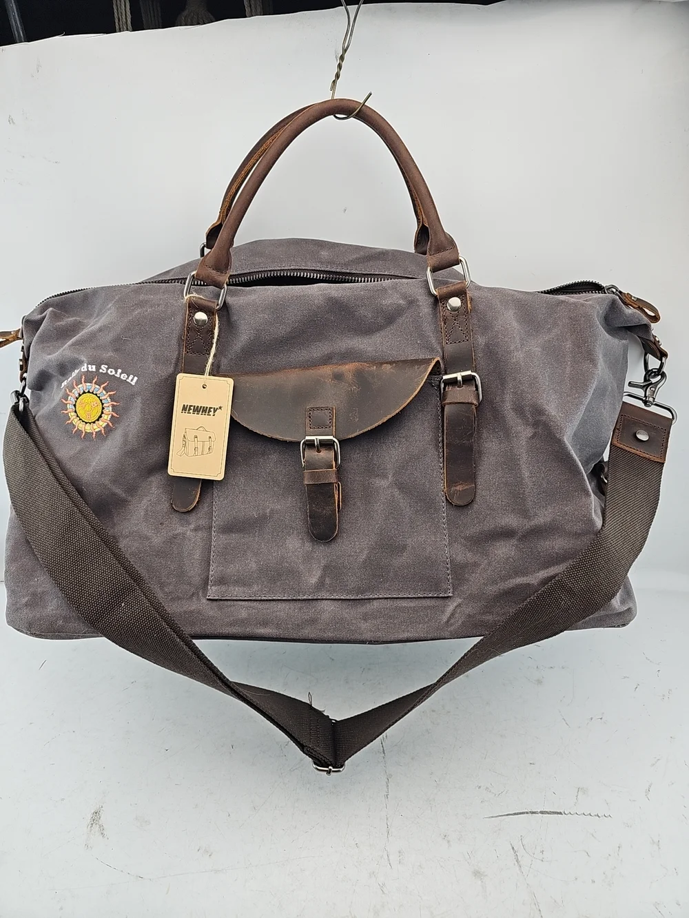 NEWHEY Canvas and Leather Travel Bag